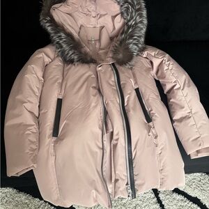 Mackage Blush Puffer Jacket with Faux Fur Hood